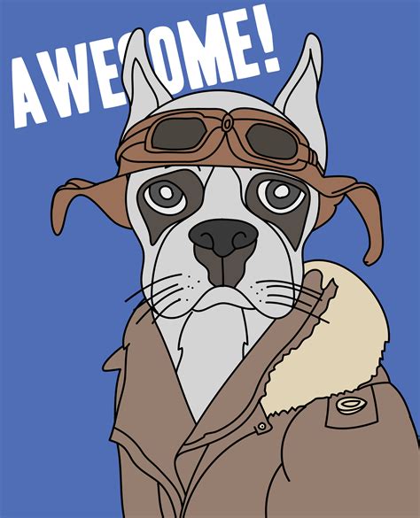 Hand drawn cool pilot dog illustration - Download Free Vectors, Clipart 