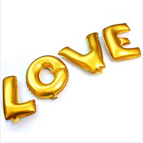 Balão Letras Love Dourado Metalizado Namorados Cm Elo