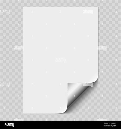 Vector White Realistic Paper Page Mockup With Silver Corner Curled