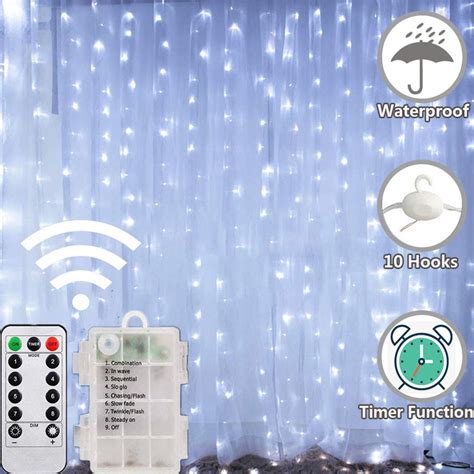 Buy Fansir Led Curtain Lights 8 Modes Battery Operated Window Fairy