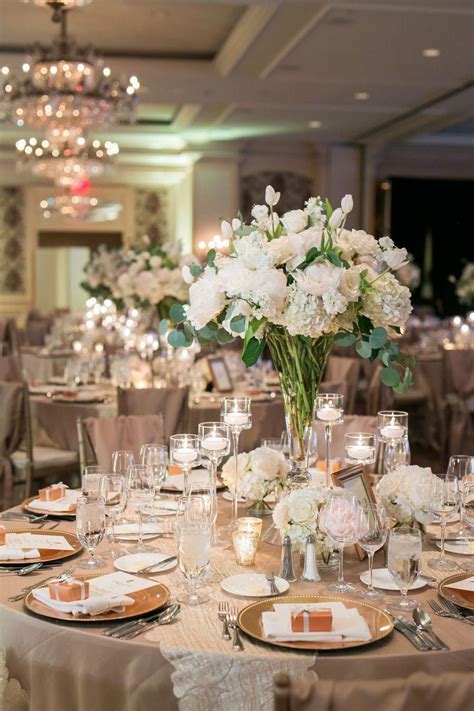 When using large flowers like hydrangeas with smaller flowers like roses. Large textured and gardeny centerpiece; using hydrangea ...