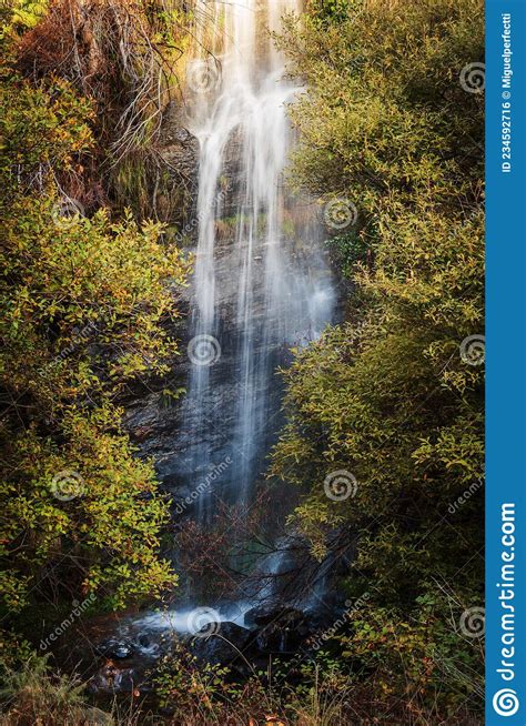 Waterfall With Silk Effect In The Lanjaron River Stock Photo Image Of