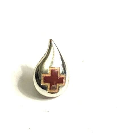 Red Cross Blood Drop Vintage Enamel Pin Ebay