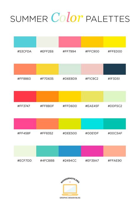 Summer Color Palettes Summer Color Palettes Hex Color Palette Color