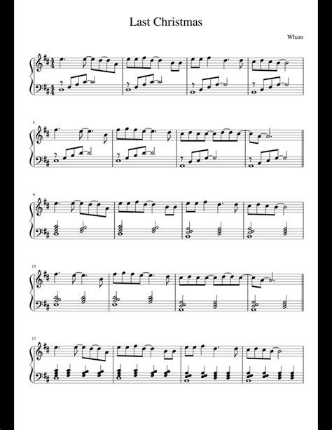 This is an intermediate arrangement of the 1986' classic last christmas, written by george michael (wham!). Last Christmas sheet music for Piano download free in PDF or MIDI