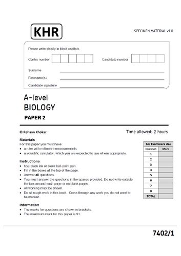 Aqa Gcse Biology Past Papers - AQA A LEVEL BIOLOGY - SELF MADE PAPER 2 | Teaching Resources