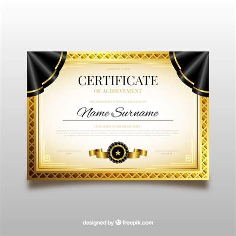 Plantilla De Diploma Con Elementos Dorados Vector Premium