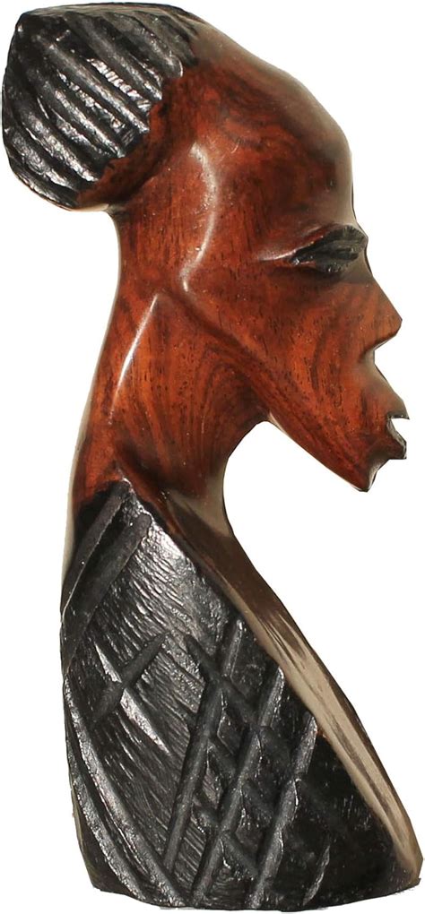 Africa Hand Carved Wood African Woman Head Figurine Tribal