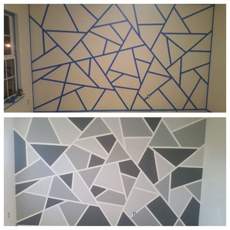 Geometric Accent Wall Geometric Wall Paint Wall Paint Designs Room