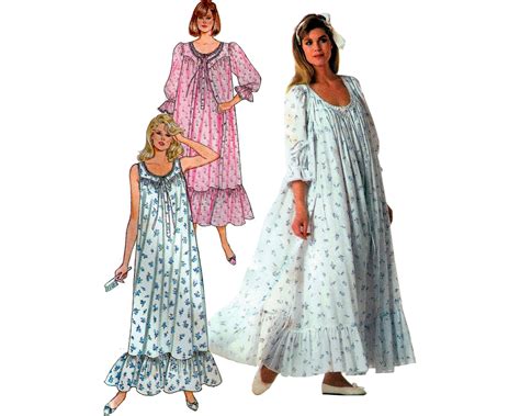 Butterick 4864 80s Womens Long Nightgown And Robe Loose Fitting