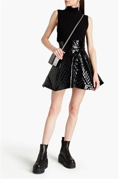 Balmain Quilted Patent Leather Mini Skirt The Outnet
