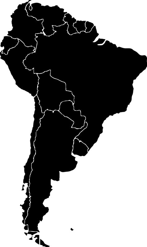 Black Colored South America Outline Map Political South American Map