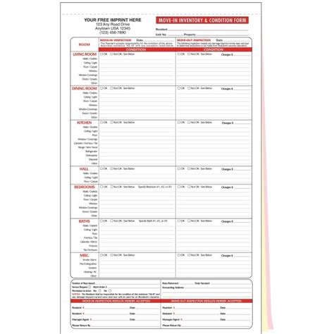 Move In Conditioninventory Forms 8 12 X 14 Package Of 100 Hd Supply