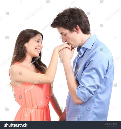 Man Kissing Hand His Partner Isolated Stock Photo Shutterstock