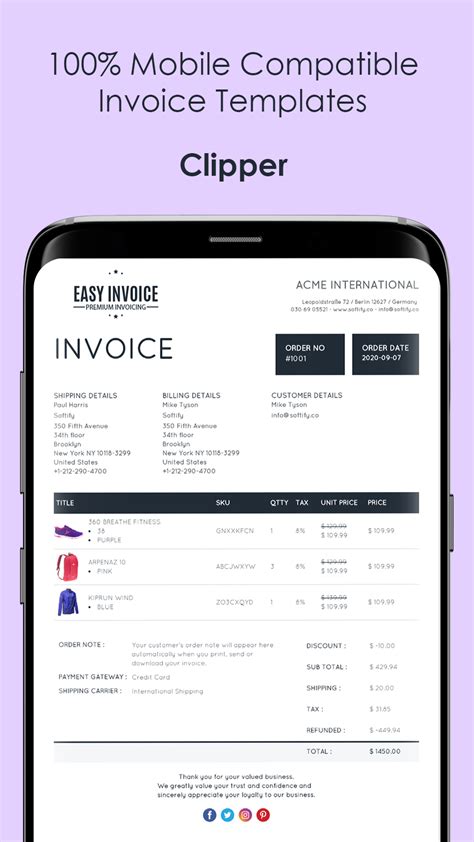 Mobile Phone Invoice Template
