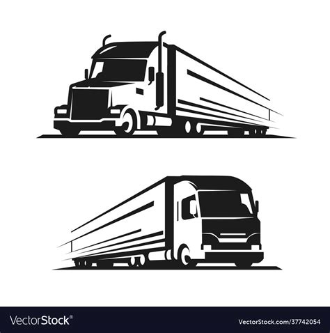 Truck With Trailer Logo Lorry Delivery Symbol Vector Image