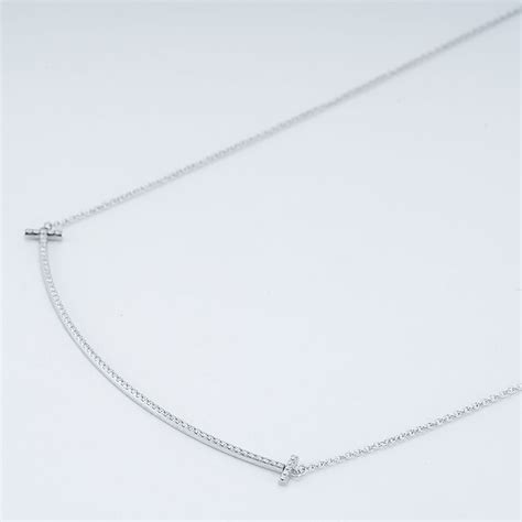 tiffany and co t smile diamond necklace in white gold new york jewelers chicago