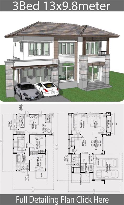 House Design Plan 13x95m With 3 Bedrooms Home Design With Plansearch