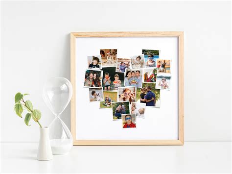 Heart Photo Collage Template Heart Shaped Square Photo Etsy Canada