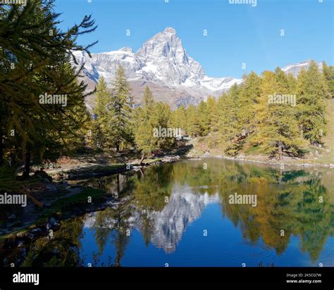 Cervino Mountain Aka Matterhorn From The Swiss Side Reflecting In
