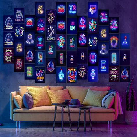 Buy 50 Pcs Neon Wall Collage Kit Video Game Themed Aesthetic Poster