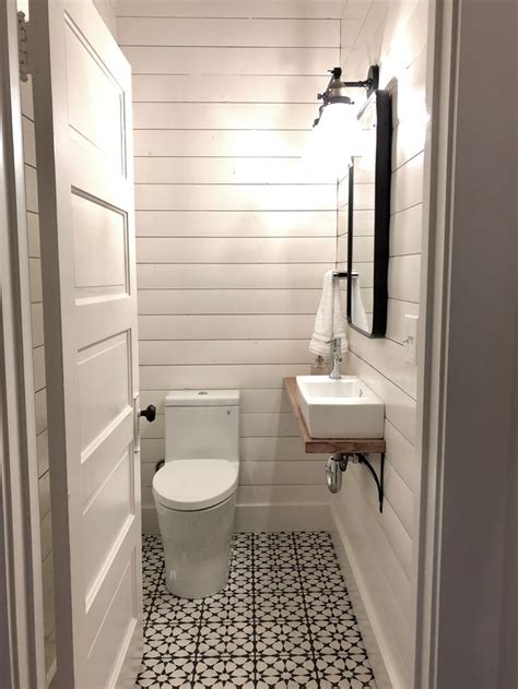 Closet Transformed Into A Small Powder Room Wall Mounted Sink Shiplap