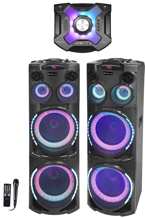 Fully Amplified Portable 12000 Watts Peak Power 2x12” Speaker With Led Top Tech Audio