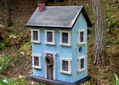 Make some diy bird nests and create bird themed decor. Birdhouse Folk Art Rustic Country Primitive Saltbox Home Decor