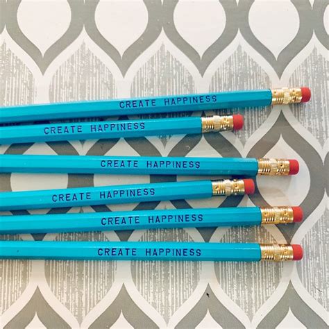 Create Happiness Engraved Pencil 6 Pack Earmark Social Goods Pencils