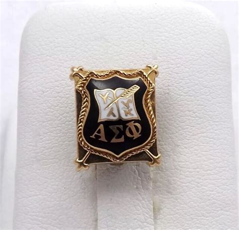 Antique 14k Gold Alpha Sigma Phi Fraternity Black Enamel Pin 51gr Ebay