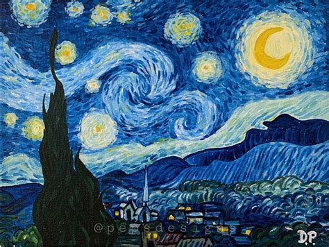 Estudio De Starry Night De Van Gogh Con Pintura Acrílica 🎨🌌 Aprendiendo