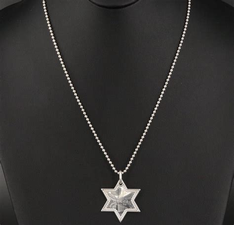 Gucci Star Necklace Sterling Silver 925 With Gucci Ca Gem