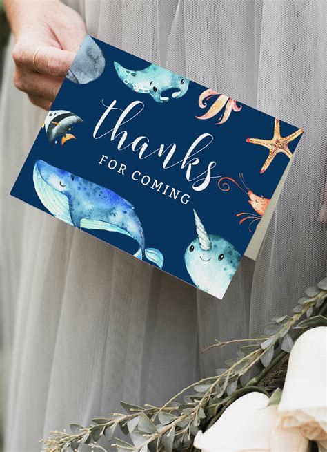 Ocean Thank You Card Instant Download Birthday Thank You Diy Etsy
