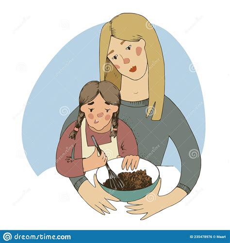 Mother And Daughter Cooking In Kitchen Stock Vector Illustration Of Cooking Character 235478976