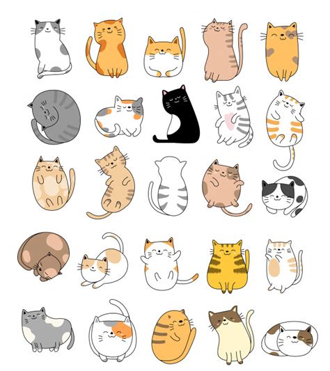 Hand Drawn Baby Cat Collection In 2020 Cat Doodle Cute Drawings