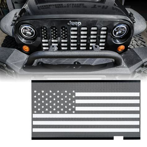 Xprite Mesh Grille Insert With Black And White Flag For Jk 2007 2018 Jeep