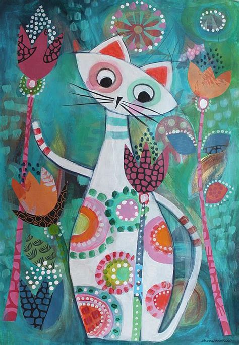 Cat In The Garden Tapestry By Johanna Virtanen In 2022 Cat Art