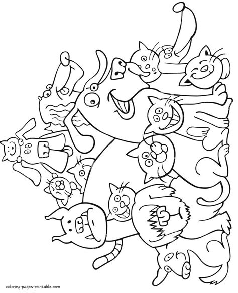 Cats And Dogs Together Coloring Pages Coloring Pages Printablecom