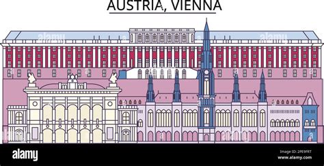 Austria Vienna Tourism Landmarks Vector City Travel Illustration