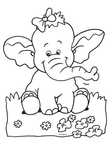 2098 x 2394 jpg pixel. Schattige olifant - olifantje - Olifant - Dieren - Kleurplaten - Print een mooie kleurplaat