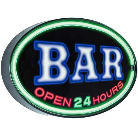 American Art Decor Bar Open 24 Hours Oval Shaped Led Light Up Sign Wall