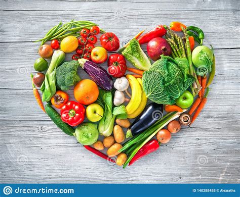 Heart Shape By Various Vegetables And Fruits Stock Photo Image Of