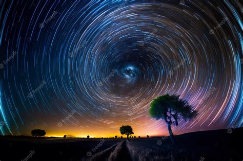Premium Photo Nighttime Long Exposure Astrophotography Of The Sky