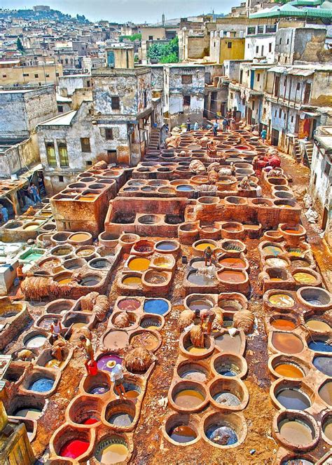 Fès Maroc Le Souk Des Tanneurs Plaisir Des Yeux Désastre Pour Le