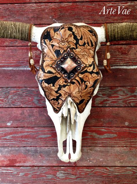 Steer Skull Tooled And Designed By Tamra At Artevae Painted Cow