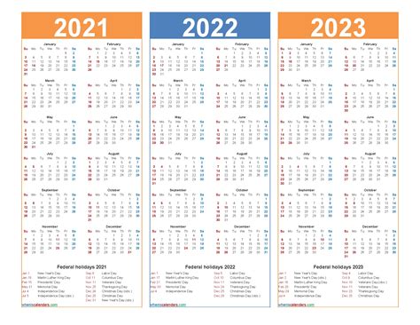 2021 To 2023 Calendar Printable Word Searches