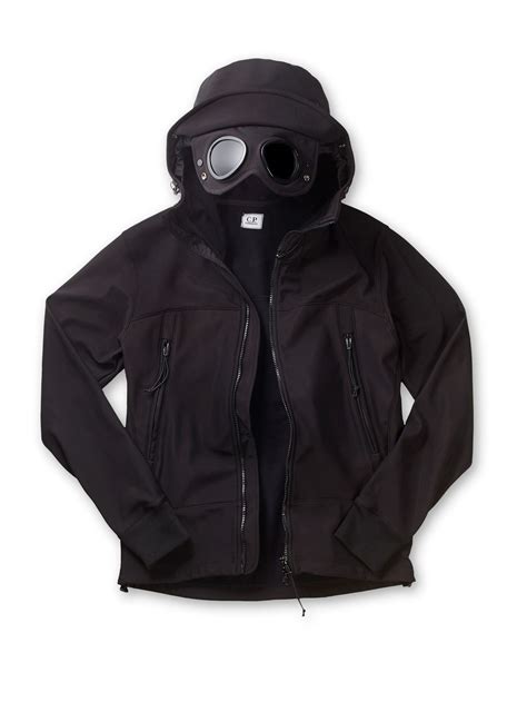 Cp Company Soft Shell Bonded Goggle Jacket In Black Football Casuals