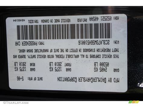 2006 Chrysler 300 C Srt8 Color Code Photos