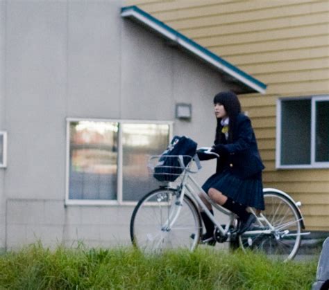 Schools Out Japanese Schoolgirl Riding Her Bike Home From Flickr