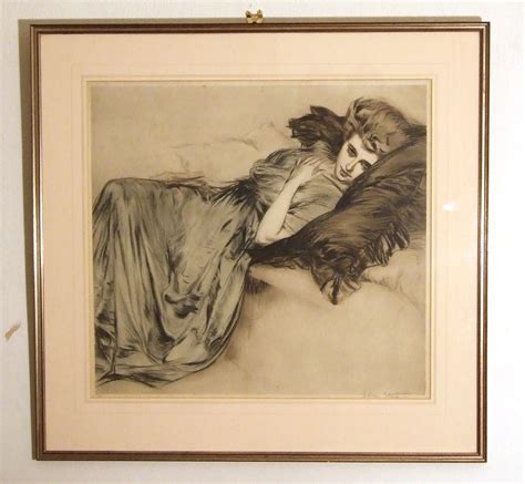 Vintage Old 20c Lithograph Print Reclining By Elegantpossessions
